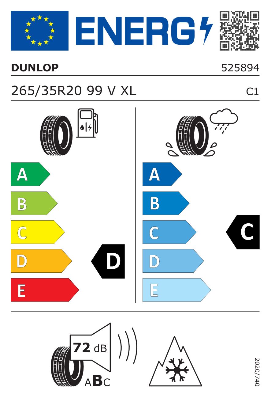 Etykieta dla DUNLOP 265/35 R20 WINTER SPORT 3D 99V