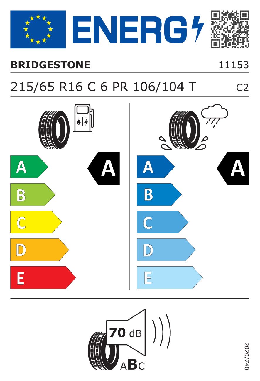 Etykieta dla BRIDGESTONE 215/65 R16C DURAVIS R660 106T
