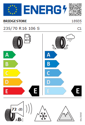Etykieta dla BRIDGESTONE 235/70 R16 BLIZZAK DM-V3 106S