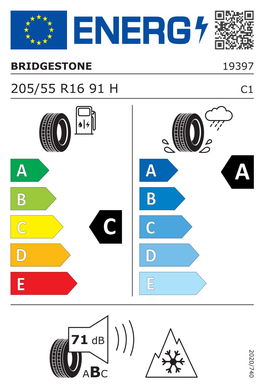 Etykieta dla BRIDGESTONE 205/55 R16 WEATHER CONTROL A005 EVO  91H