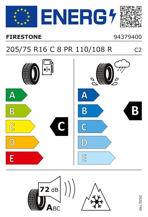 Etykieta dla Firestone 205/75 R16C VANHAWK MULTISEASON 110/108R