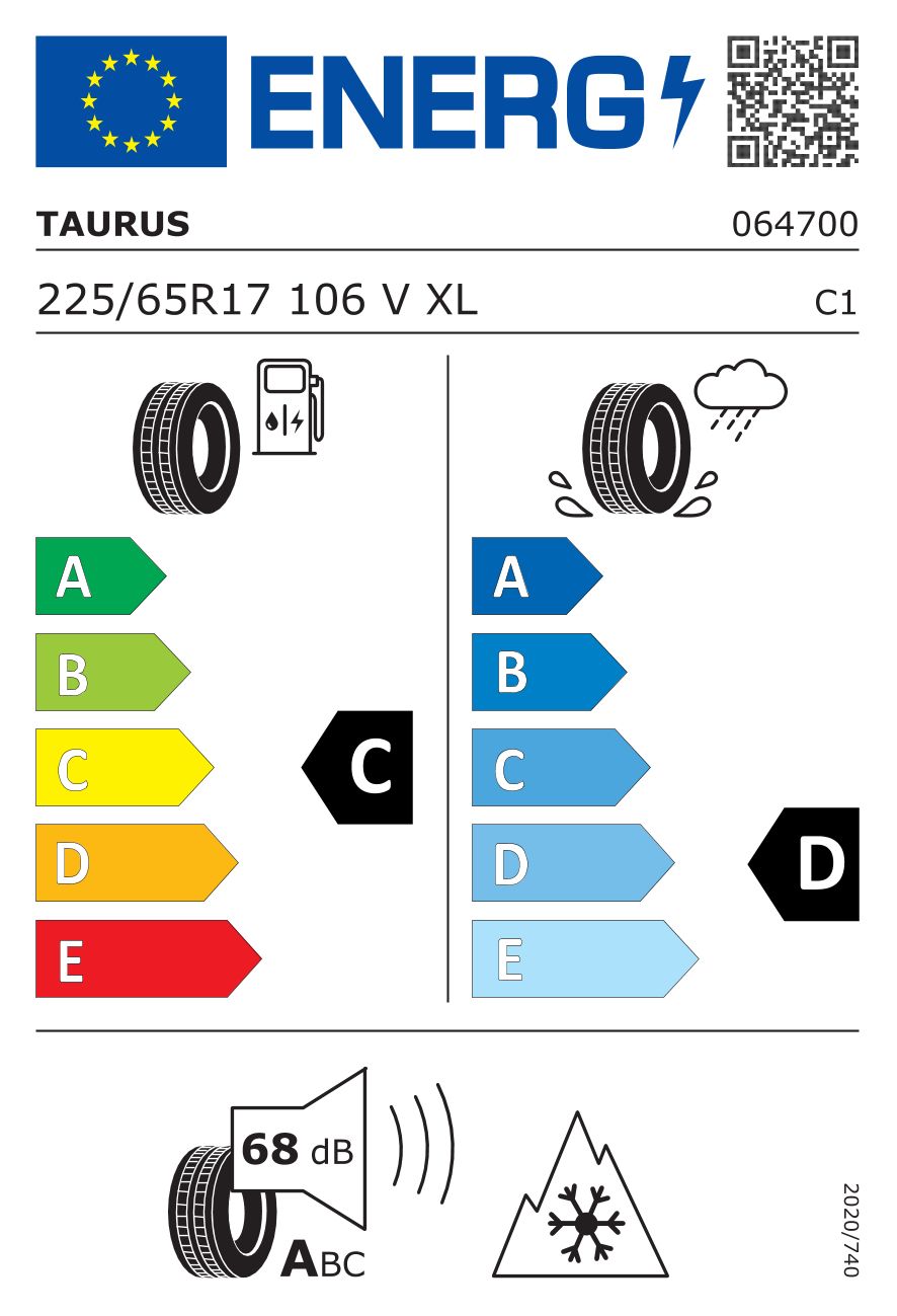 Etykieta dla TAURUS 225/65 R17 TAURUS ALL SEASON SUV 106V