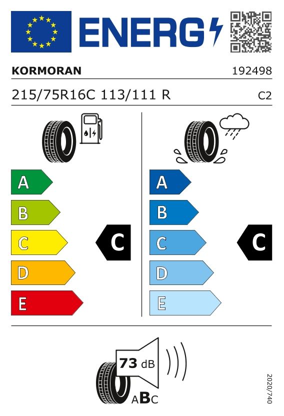 Etykieta dla KORMORAN 215/75 R16C CargoSpeedEVO 113/111R