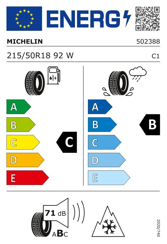 Etykieta dla MICHELIN 215/50 R18 CrossClimate 2 SUV 92W