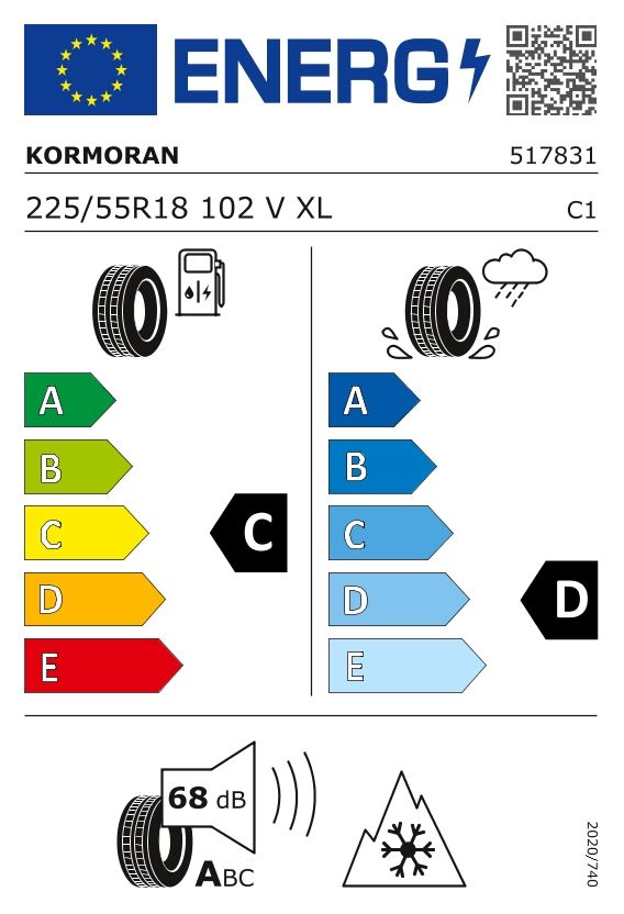 Etykieta dla KORMORAN 225/55 R18 ALL SEASON SUV 102V