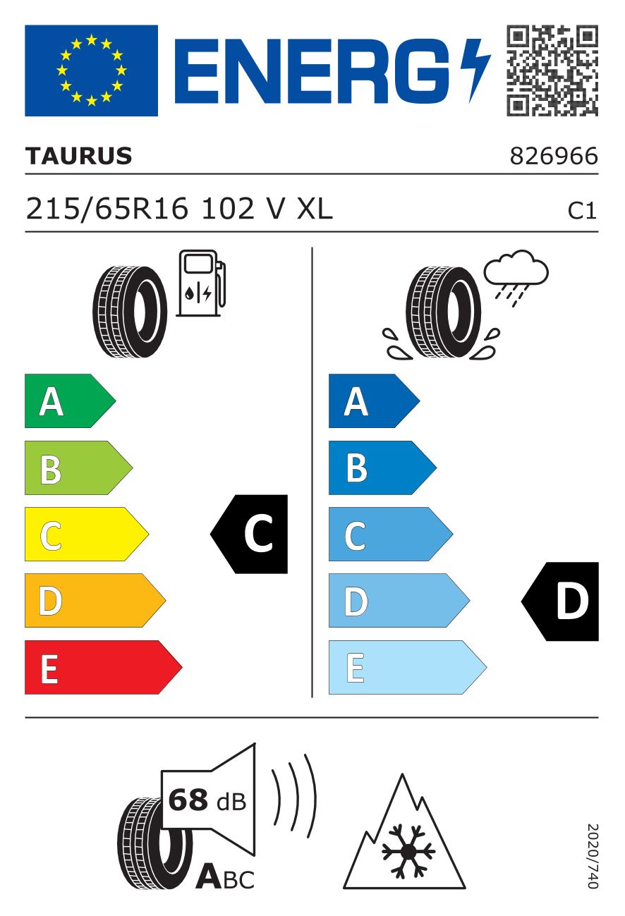 Etykieta dla TAURUS 215/65 R16 TAURUS ALL SEASON SUV 102V