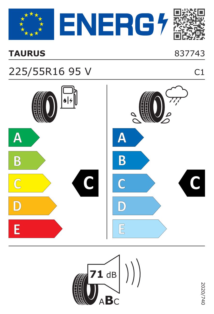 Etykieta dla TAURUS 225/55 R16 HIGH PERFORMANCE 95V