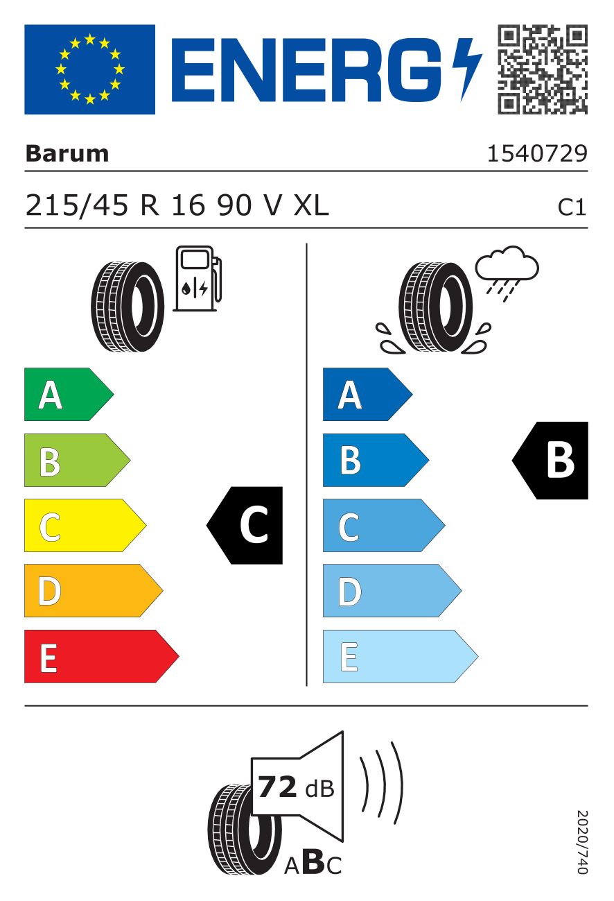 Etykieta dla BARUM 215/45 R16 BRAVURIS 5HM 90V