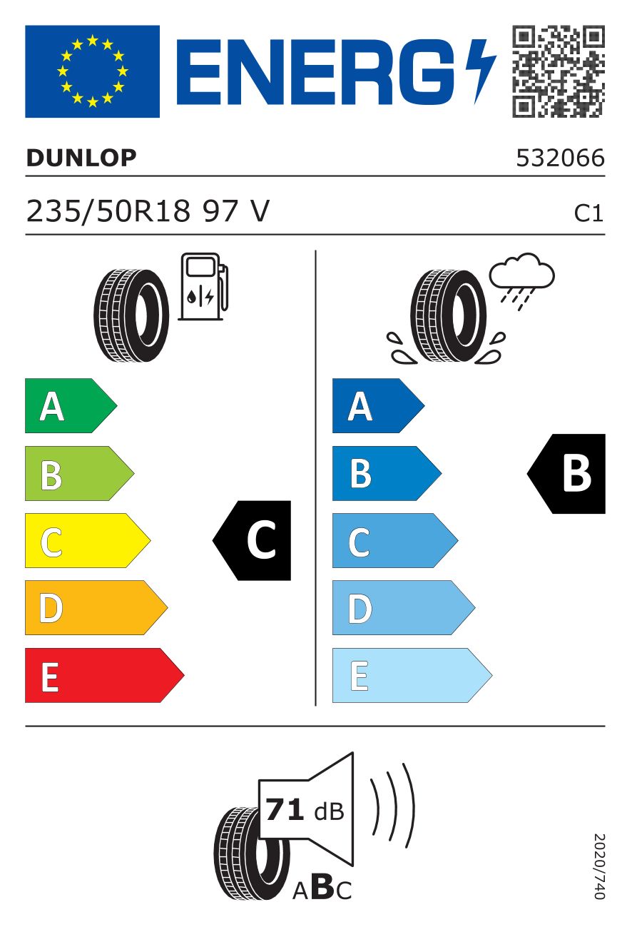 Etykieta dla DUNLOP 235/50 R18 Sport Maxx RT 2 SUV 97V