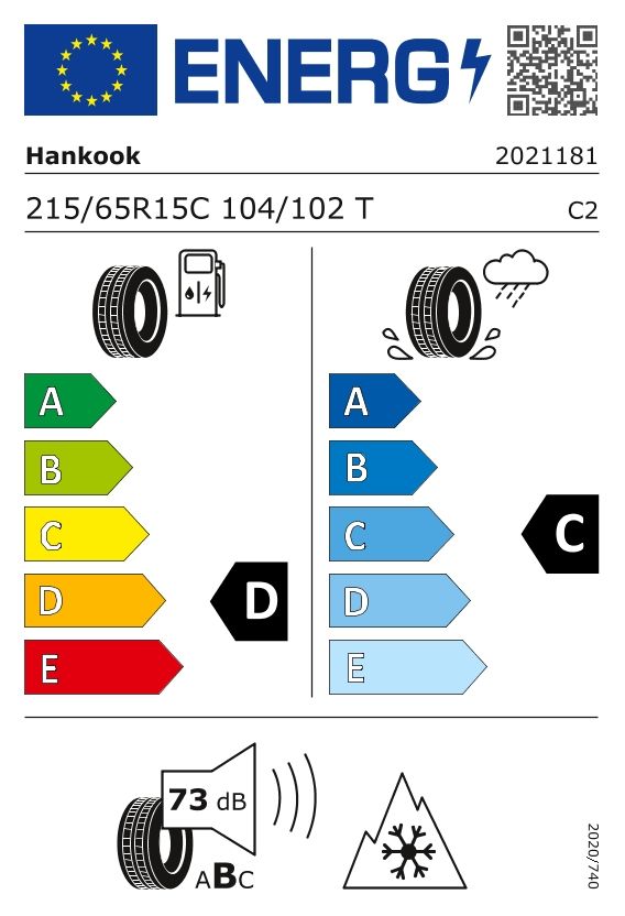 Etykieta dla HANKOOK 215/65 R15C Vantra ST AS2 RA30 104/102T