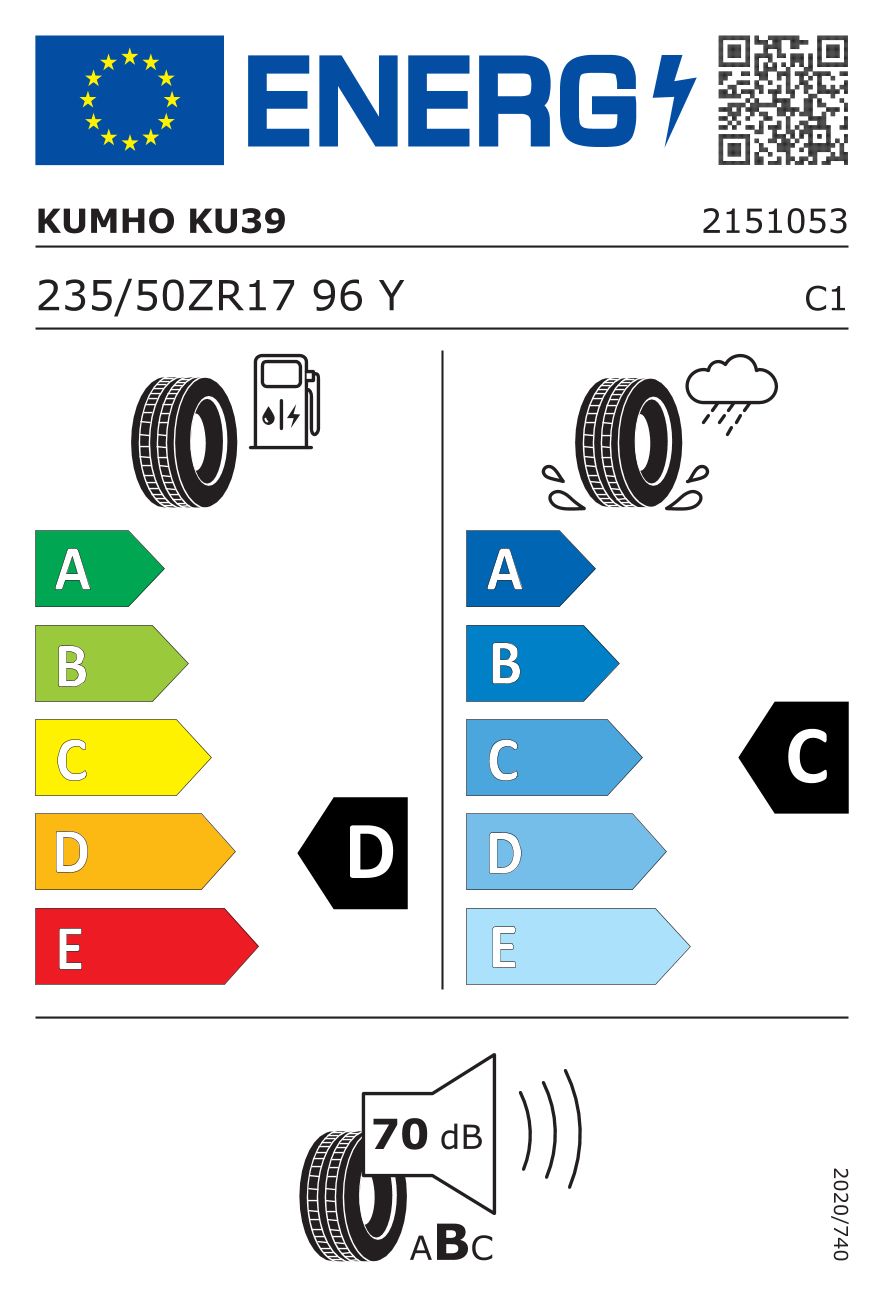 Etykieta dla KUMHO 235/50 R17 ECSTA KU39 96Y