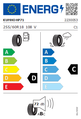 Etykieta dla KUMHO 255/60 R18 CRUGEN HP71 108V