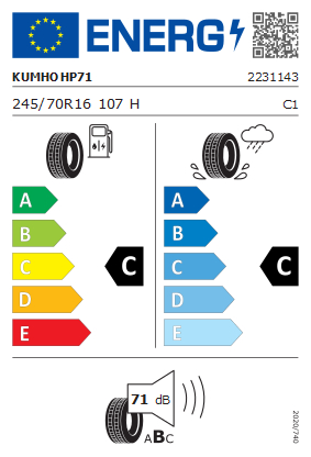 Etykieta dla KUMHO 245/70 R16 CRUGEN HP71 107H