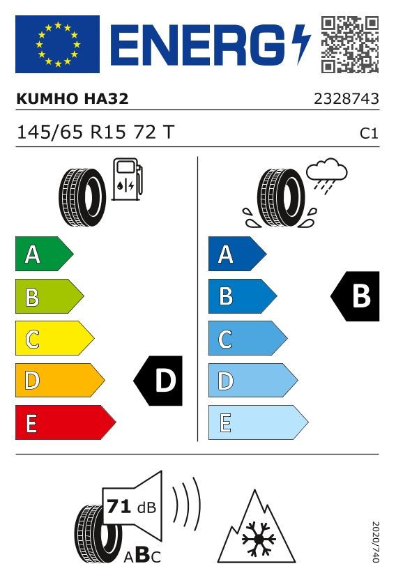 Etykieta dla KUMHO 145/65 R15 SOLUS 4S HA32 72T
