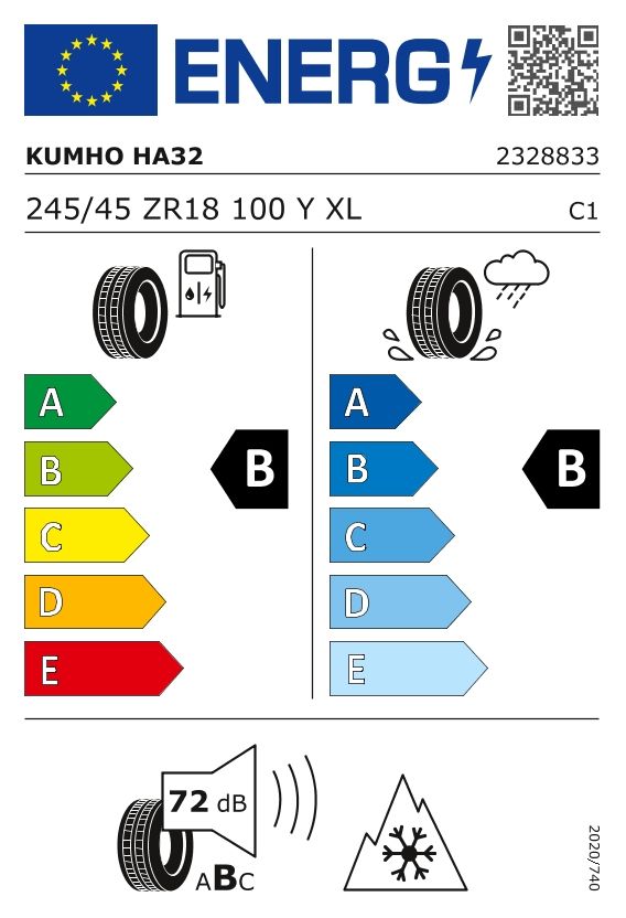 Etykieta dla KUMHO 245/45 R18 SOLUS 4S HA32 100Y