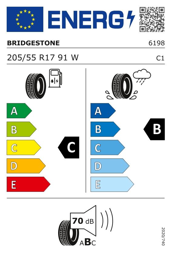 Etykieta dla BRIDGESTONE 205/55 R17 TURANZA T001 91W