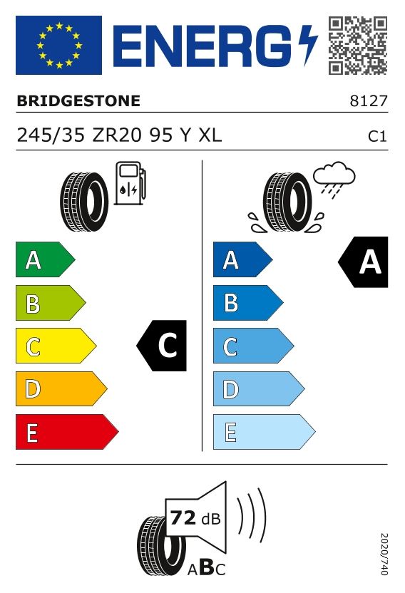 Etykieta dla BRIDGESTONE 245/35 R20 POTENZA S007 95Y