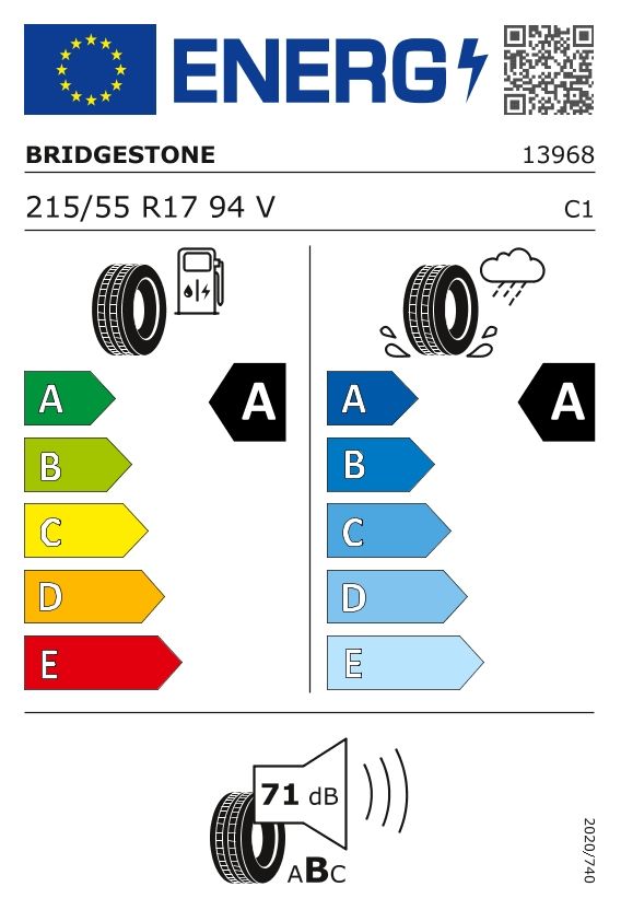 Etykieta dla BRIDGESTONE 215/55 R17 TURANZA T005 94V