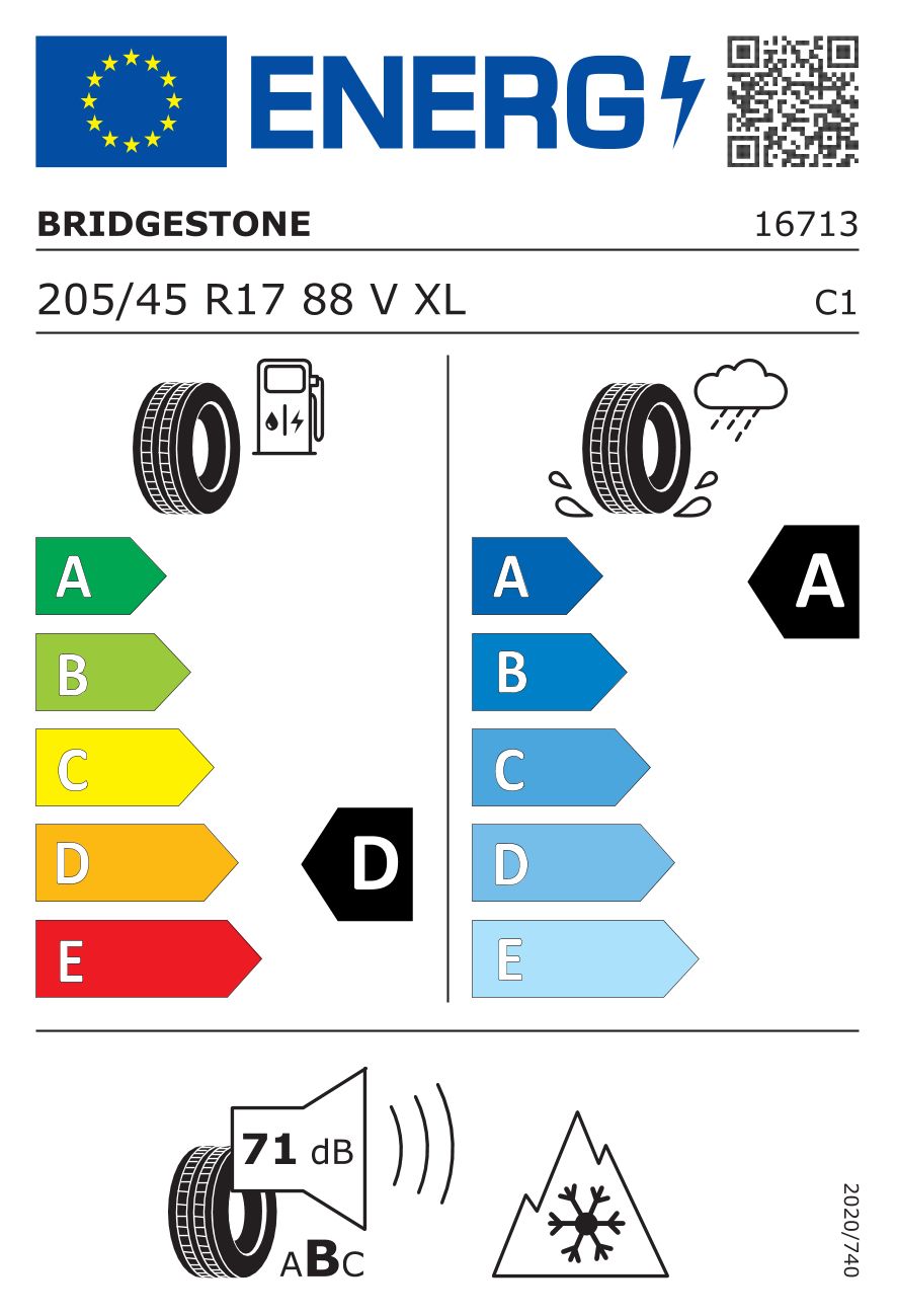 Etykieta dla BRIDGESTONE 205/45 R17 BLIZZAK LM005 88V