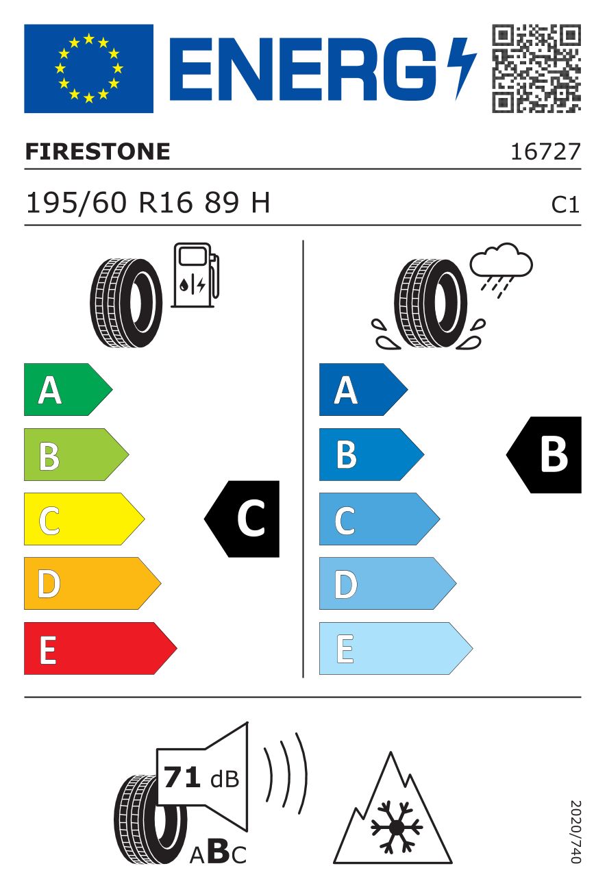 Etykieta dla Firestone 195/60 R16 MULTISEASON 2 89H