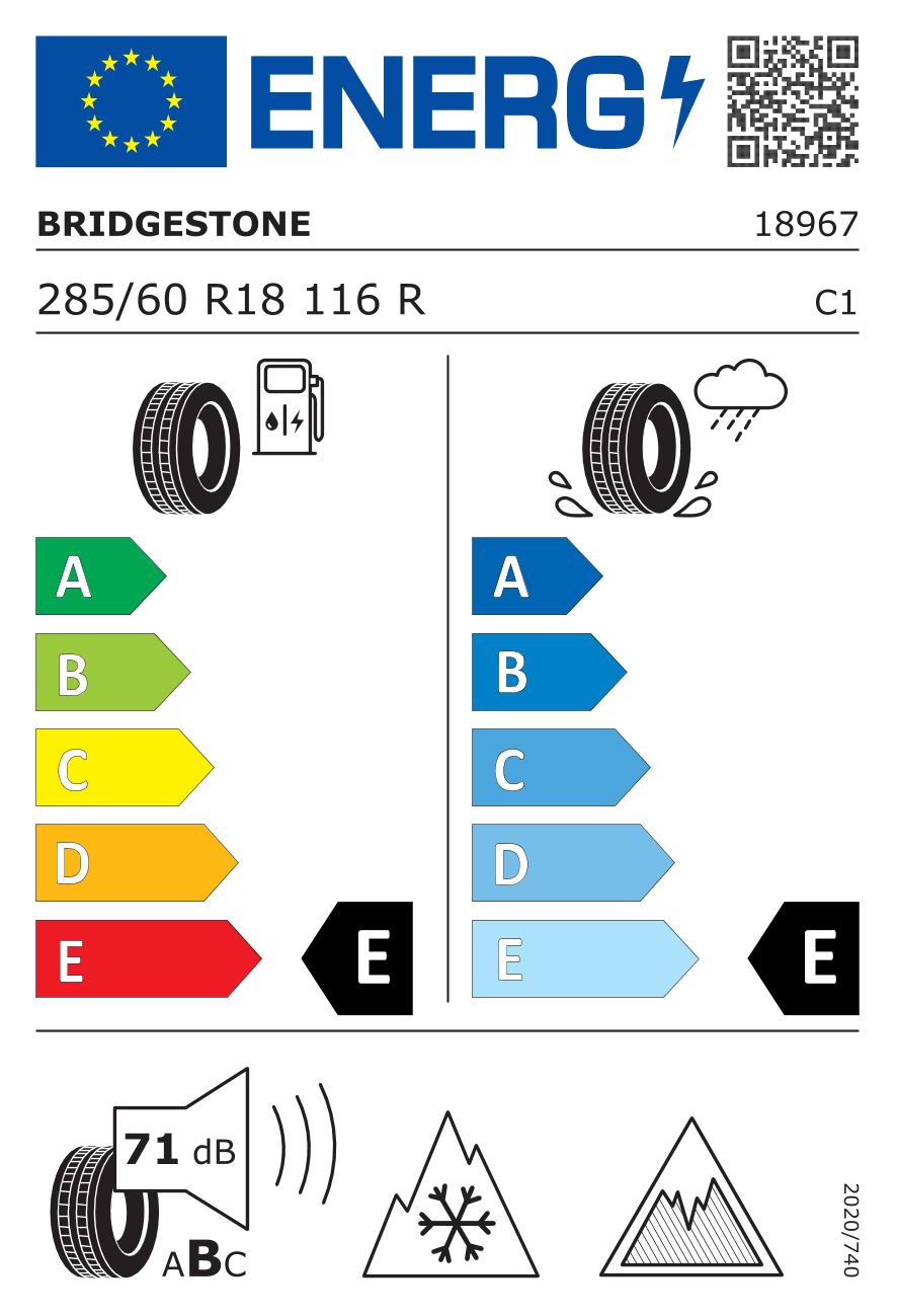 Etykieta dla BRIDGESTONE 285/60 R18 BLIZZAK DM-V3 116R