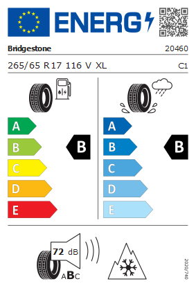 Etykieta dla BRIDGESTONE 265/65 R17 BLIZZAK 6 116V