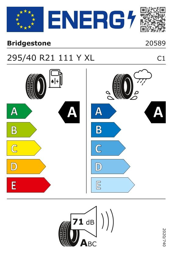 Etykieta dla BRIDGESTONE 295/40 R21 TURANZA 6 111Y