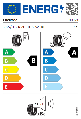 Etykieta dla Firestone 255/45 R20 ROADHAWK 2 105W