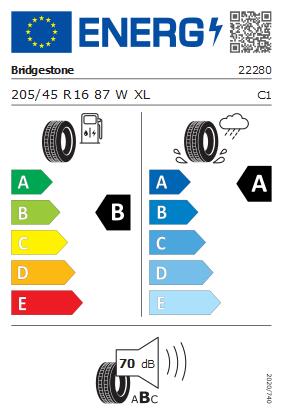 Etykieta dla BRIDGESTONE 205/45 R16 TURANZA 6 87W