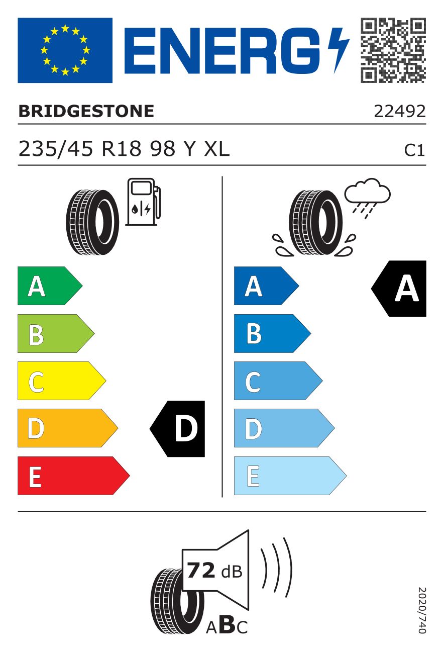 Etykieta dla BRIDGESTONE 235/45 R18 POTENZA SPORT 98Y