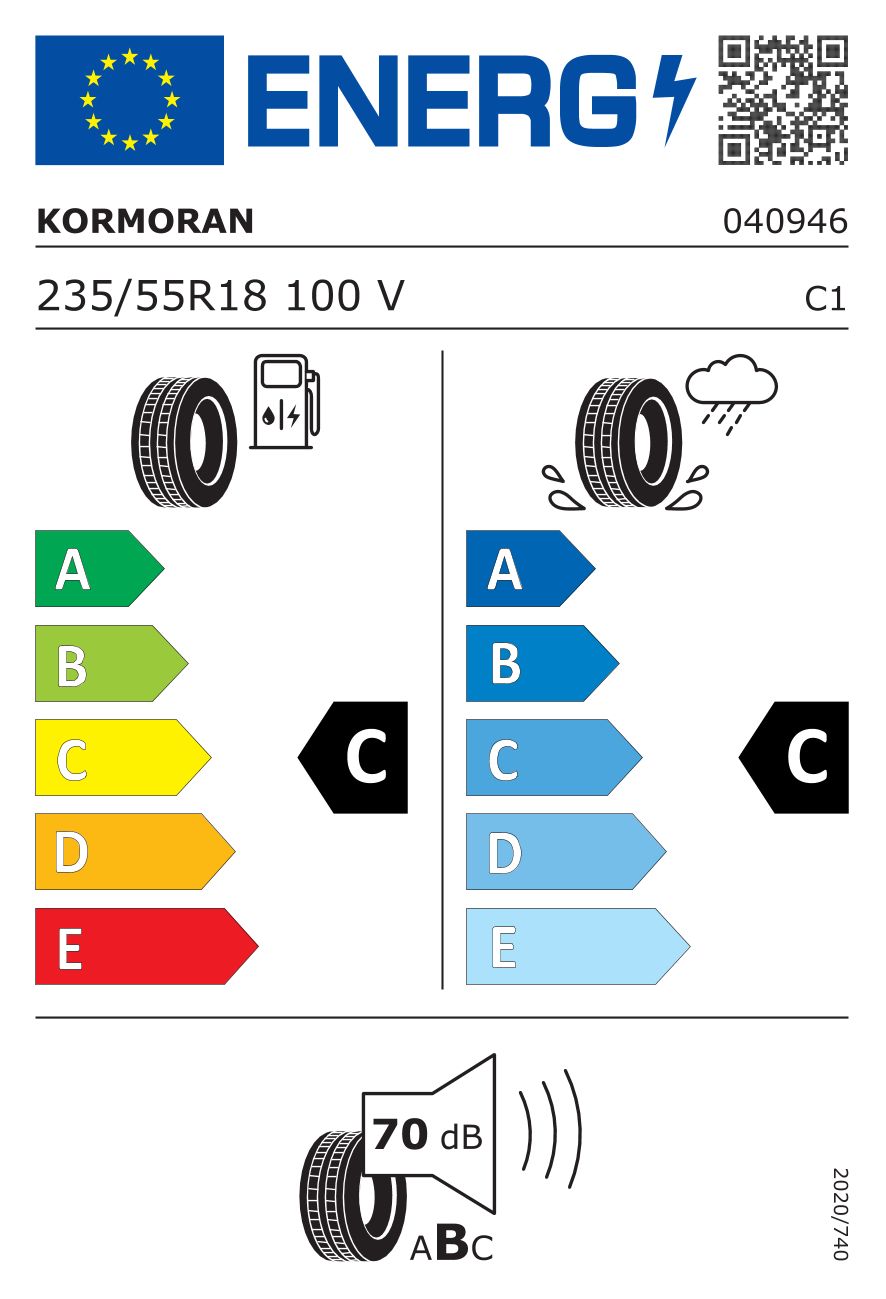 Etykieta dla KORMORAN 235/55 R18 ULTRA HIGH PERFORMANCE 100V