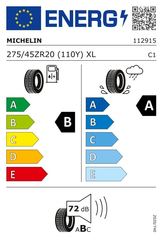 Etykieta dla MICHELIN 275/45 R20 Pilot Sport 5 110Y