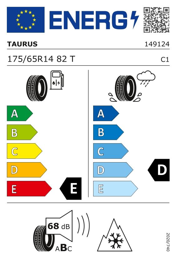 Etykieta dla TAURUS 175/65 R14 WINTER 601 82T