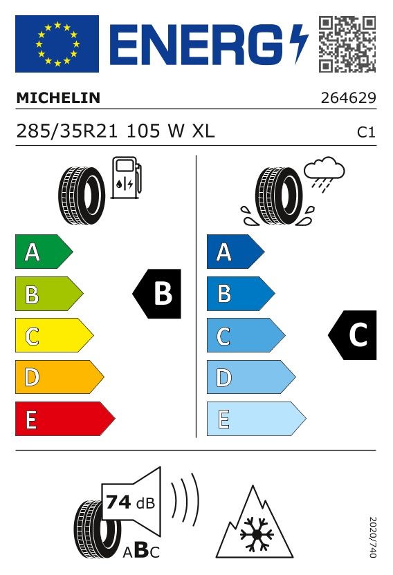 Etykieta dla MICHELIN 285/35 R21 Pilot Alpin 5 SUV 105W