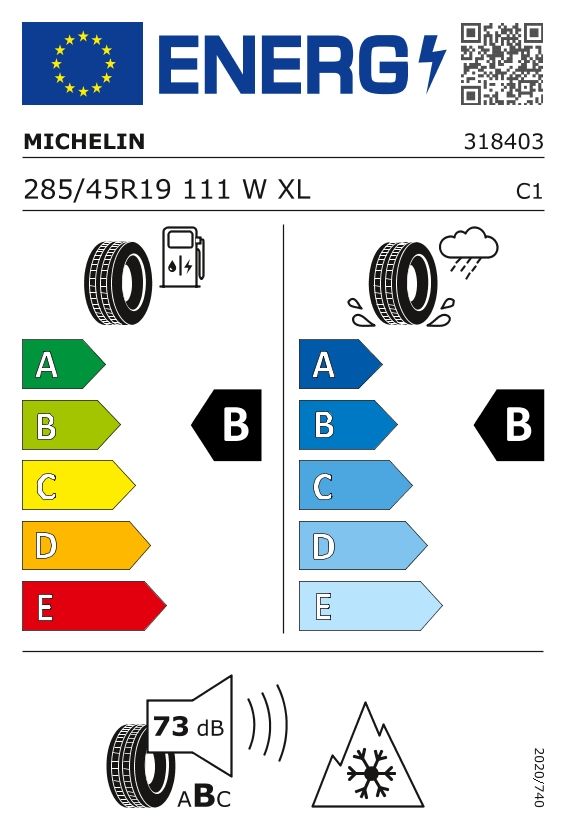 Etykieta dla MICHELIN 285/45 R19 CrossClimate 2 SUV 111W