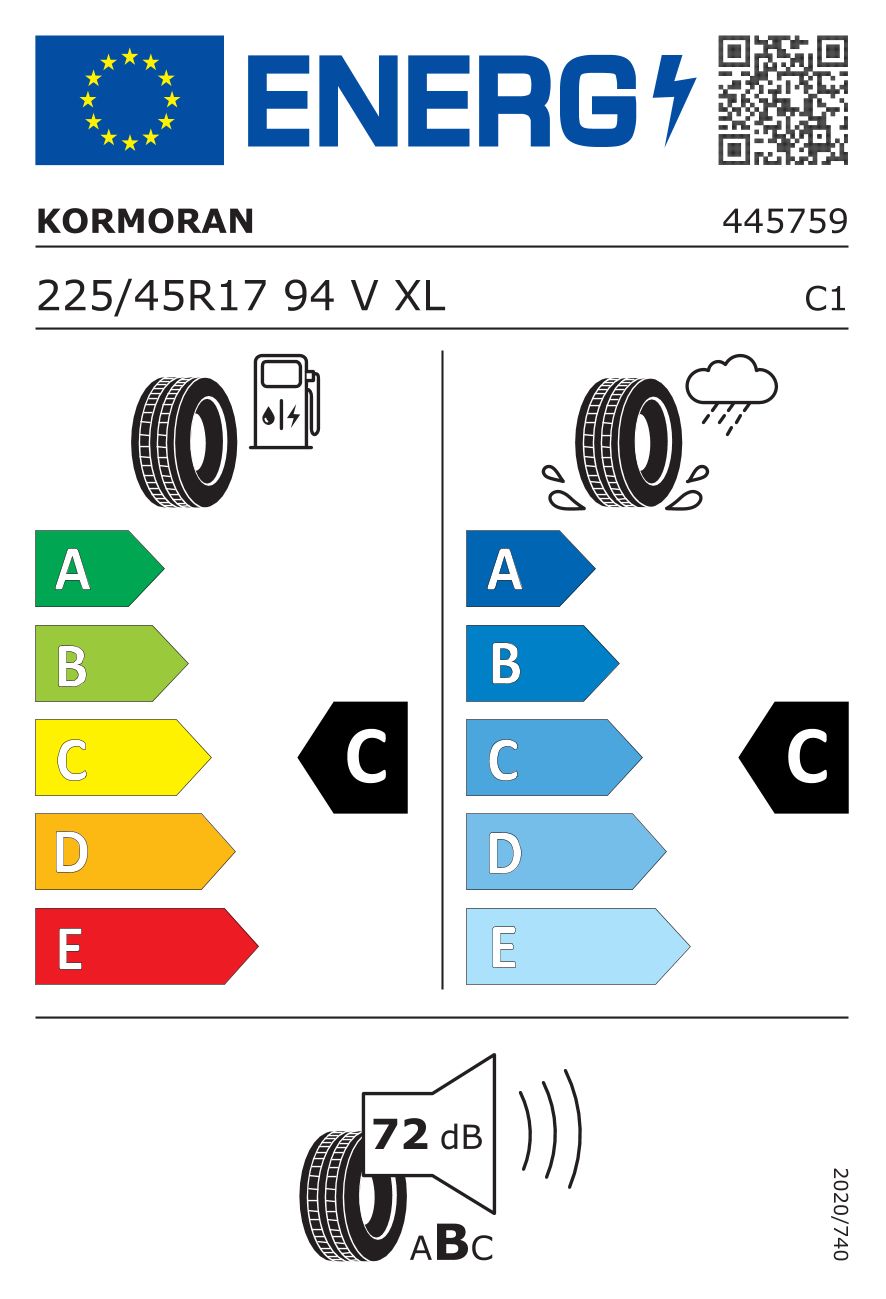 Etykieta dla KORMORAN 225/45 R17 ULTRA HIGH PERFORMANCE 94V