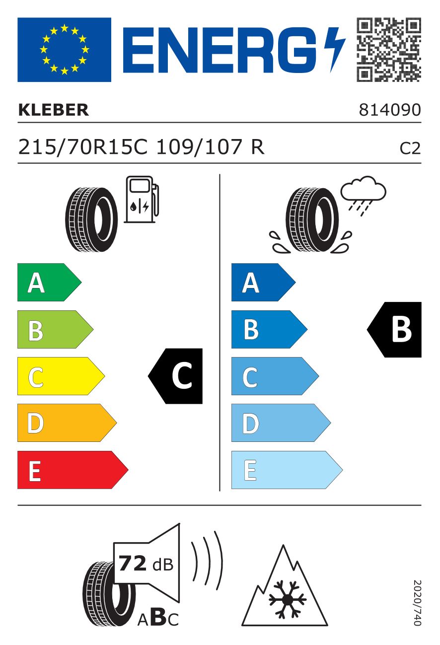 Etykieta dla KLEBER 215/70 R15C  TRANSPRO 4S 109R