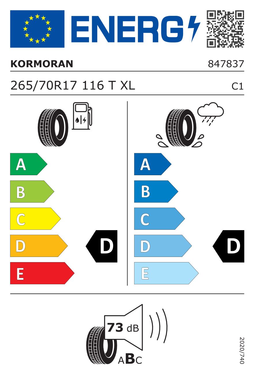 Etykieta dla KORMORAN 265/70 R17 ROAD TERRAIN 116T