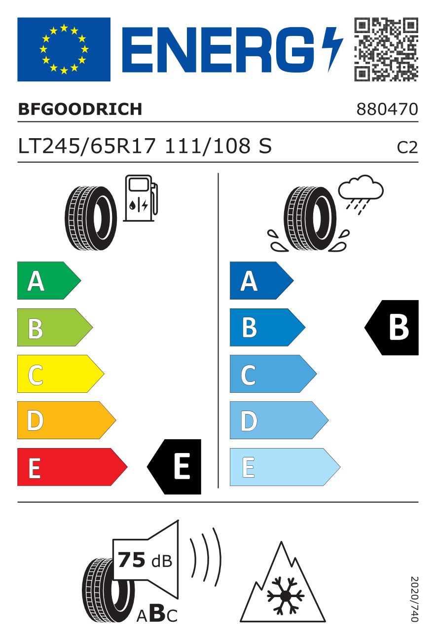 Etykieta dla BFGoodrich 245/65 R17 ALL TERRAIN T/A KO 2 111S