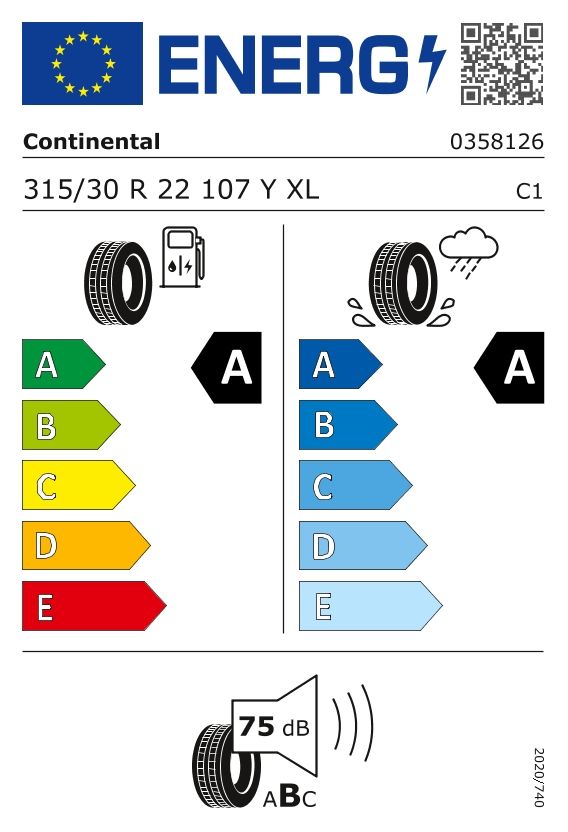 Etykieta dla CONTINENTAL 315/30 R22 EcoContact 6 107Y