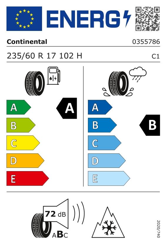 Etykieta dla CONTINENTAL 235/60 R17 AllSeasonContact 102H