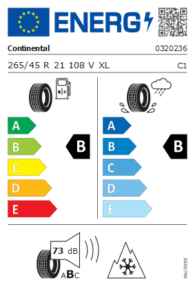 Etykieta dla CONTINENTAL 265/45 R21 WinterContact 8 S 108V