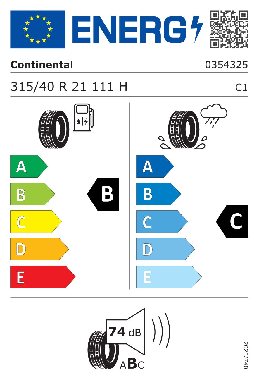 Etykieta dla CONTINENTAL 315/40 R21 CROSSContact LX SPORT 111H