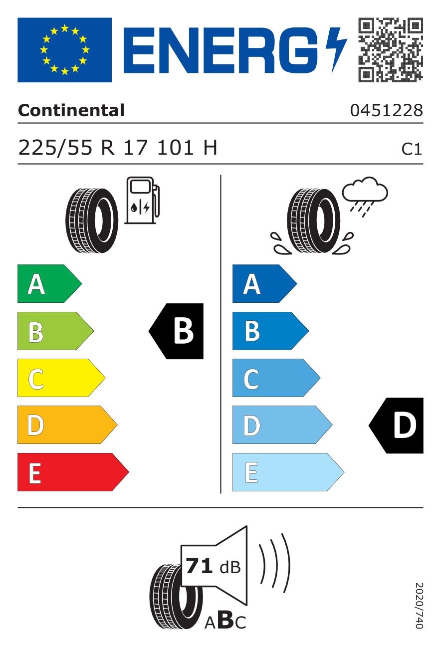 Etykieta dla CONTINENTAL 225/55 R17C VancoFourSeason 101H