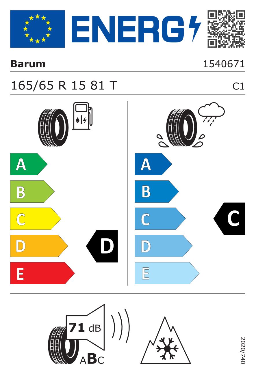 Etykieta dla BARUM 165/65 R15 QUARTARIS 5 81T