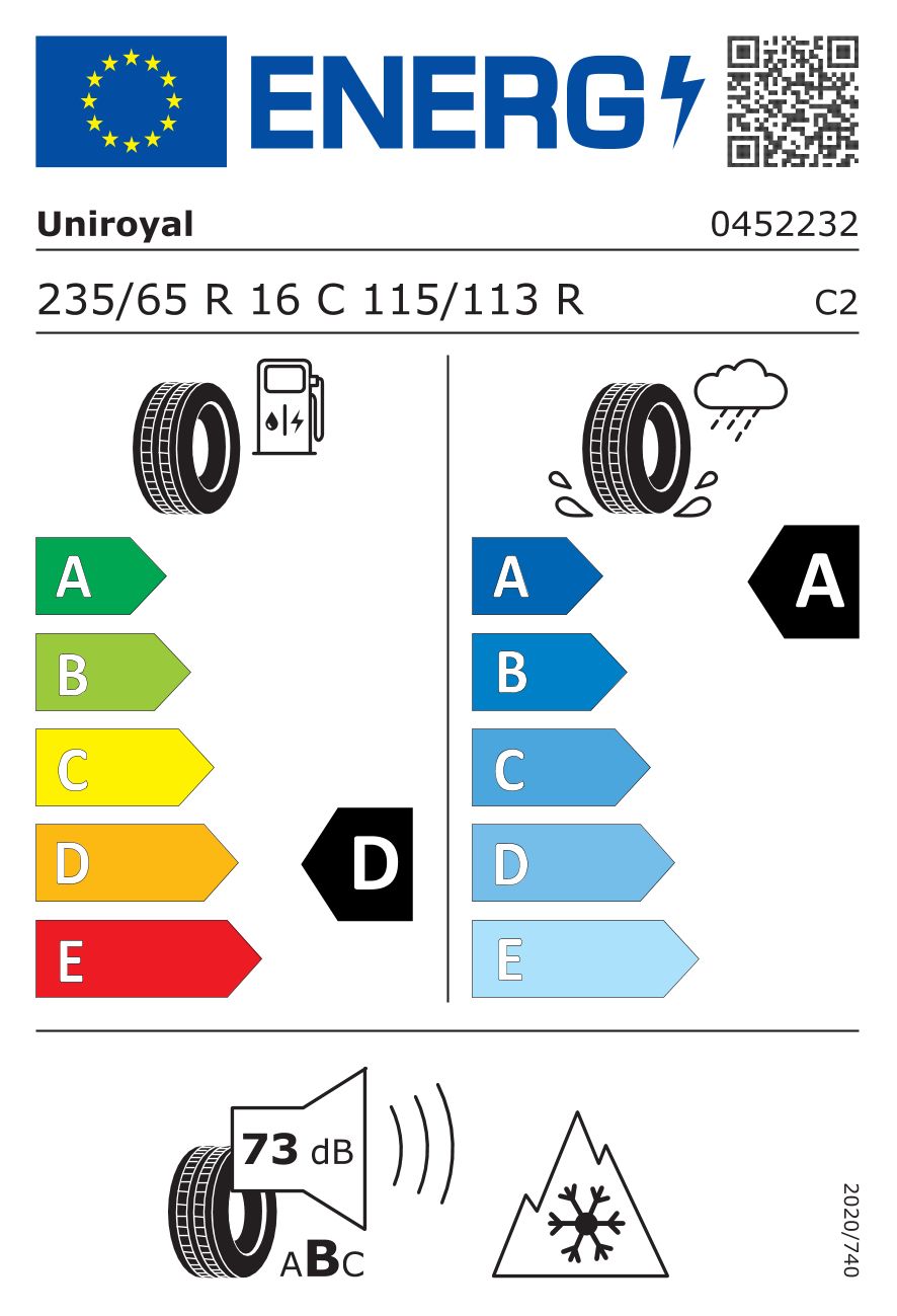 Etykieta dla UNIROYAL 235/65 R16C ALLSEASONMAX 115/113R