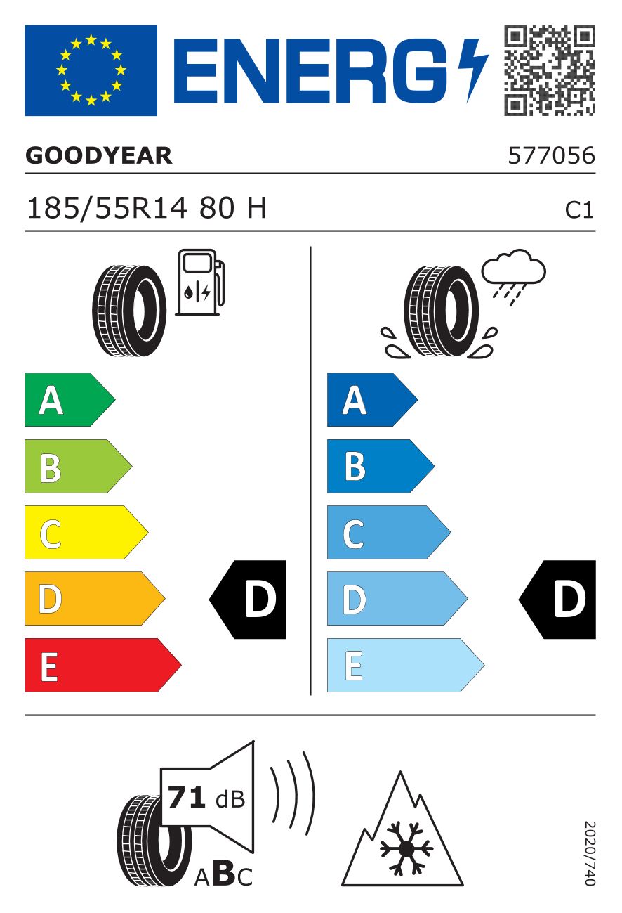 Etykieta dla GOODYEAR 185/55 R14 Vector 4Seasons 80H