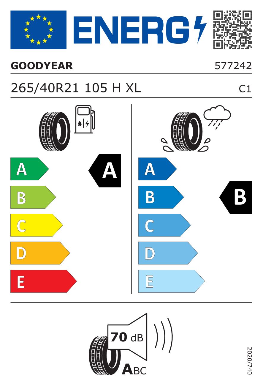 Etykieta dla GOODYEAR 265/40 R21 Eagle F1 Asymmetric 5 105H