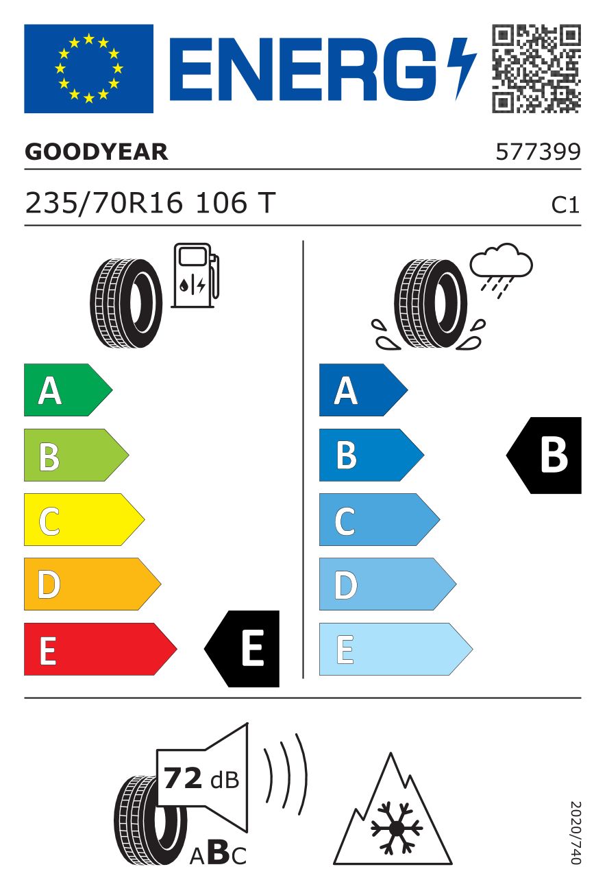 Etykieta dla GOODYEAR 235/70 R16 ULTRA GRIP + SUV 106T