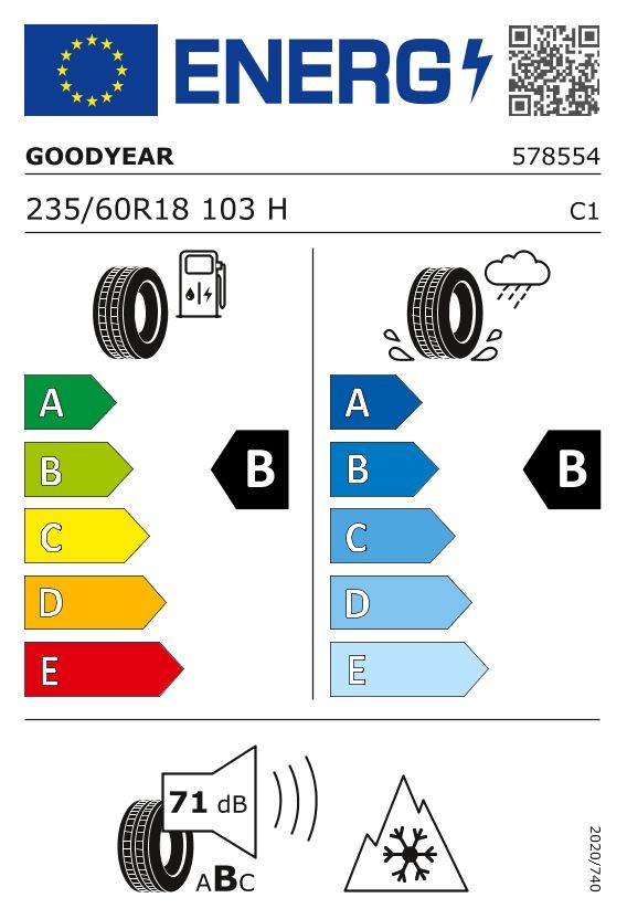 Etykieta dla GOODYEAR 235/60 R18 ULTRAGRIP PERFORMANCE + 103H